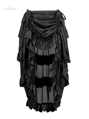 Steampunk High Low Ruffle Skirt 4 Layer Adjustable Waist Cyberpunk Costume